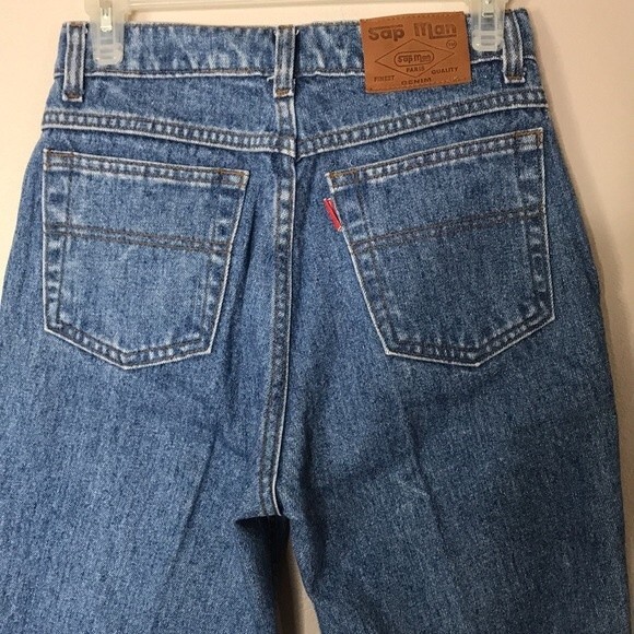 Vintage Sap Man denim jeans with leather details around pockets area size 10 - Picture 11 of 15